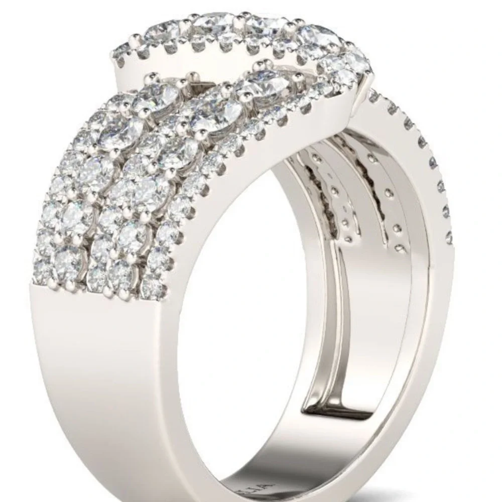 CROSSOVER ROUND CUT STERLING SILVER WOMEN'S WEDDING BAND 10 - Picture 4 of 4